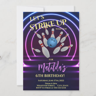 Invitation Bowling Anniversaire fête sur mesure