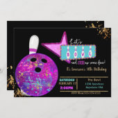 Invitation Bowling, Anniversaire Neon luge bowling (Devant / Derrière)