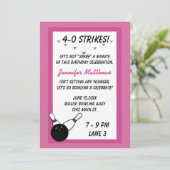 Invitation Bowling Anniversaire Pink Age personnalisable (Debout devant)