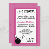 Invitation Bowling Anniversaire Pink Age personnalisable (Devant / Derrière)
