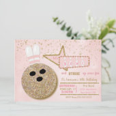 Invitation Bowling, Anniversaire rose parties scintillant (Debout devant)