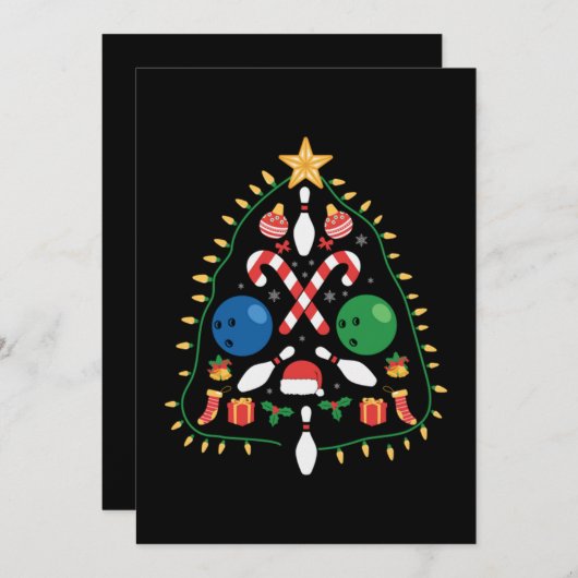 Invitation Bowling arbre de noël (Devant / Derrière)