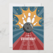 Invitation Bowling Ball Grève Un Anniversaire de enfant Amusa (Devant)