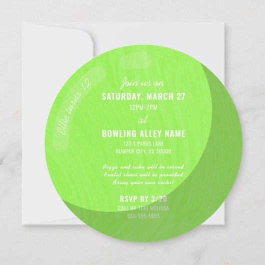 Invitation Bowling Ball | Parti Anniversaire de enfant | Neon (Dos)