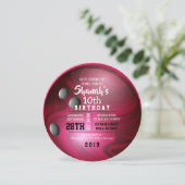 Invitation BOWLING BALL ROND Rouge Anniversaire Fête Invitati (Debout devant)