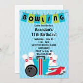 Invitation Bowling Birthday Party (Devant / Derrière)