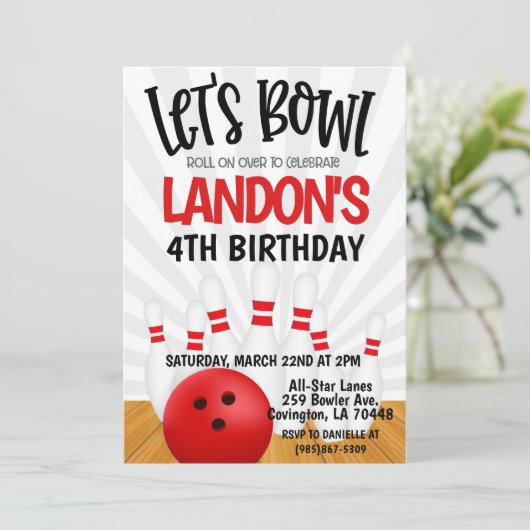 Invitation Bowling Birthday Party (Debout devant)