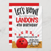 Invitation Bowling Birthday Party (Devant / Derrière)