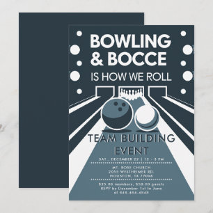 Invitation Bowling Bocce Team Building Church Business Blue