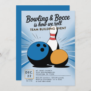 Invitation Bowling Bocce Team Building Church Business Blue