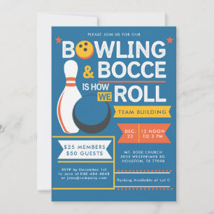 Invitation Bowling Bocce Team Community Church Business Event