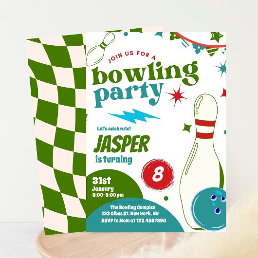 Invitation Bowling Boy fête d'anniversaire | Frapper Un Peu A