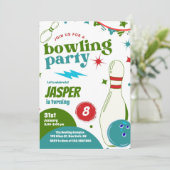 Invitation Bowling Boy fête d'anniversaire | Frapper Un Peu A (Debout devant)