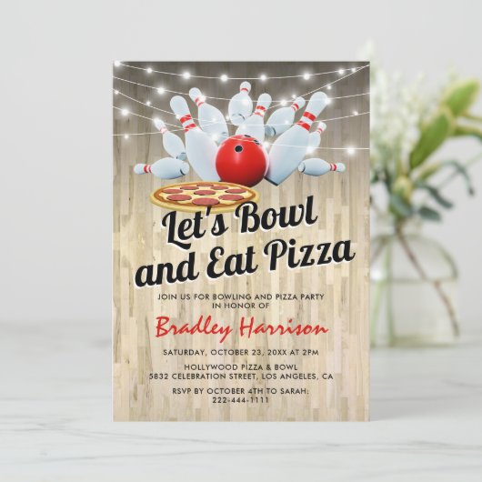 Invitation Bowling et Pizza fête d'anniversaire (Debout devant)