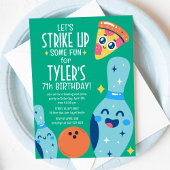 Invitation Bowling et Pizza Retro Anniversaire Fête Invitatio