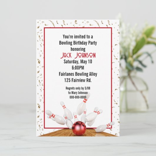 Invitation Bowling fête d'anniversaire (Debout devant)