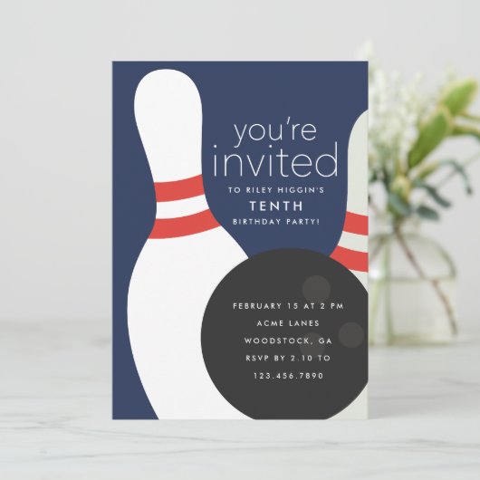 Invitation Bowling fête d'anniversaire (Debout devant)