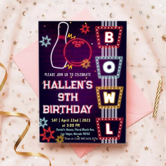 Invitation Bowling fête d'anniversaire