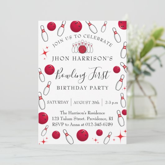 Invitation Bowling fête d'anniversaire (Debout devant)