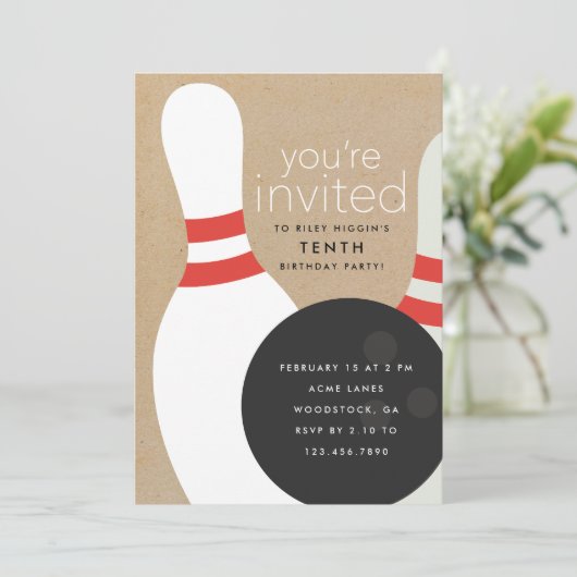 Invitation Bowling fête d'anniversaire (Debout devant)