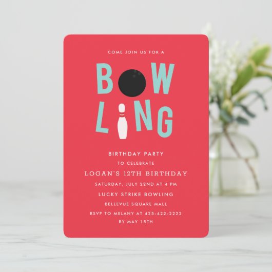 Invitation Bowling Fun Fun Fête d'anniversaire de l'enfant In (Debout devant)