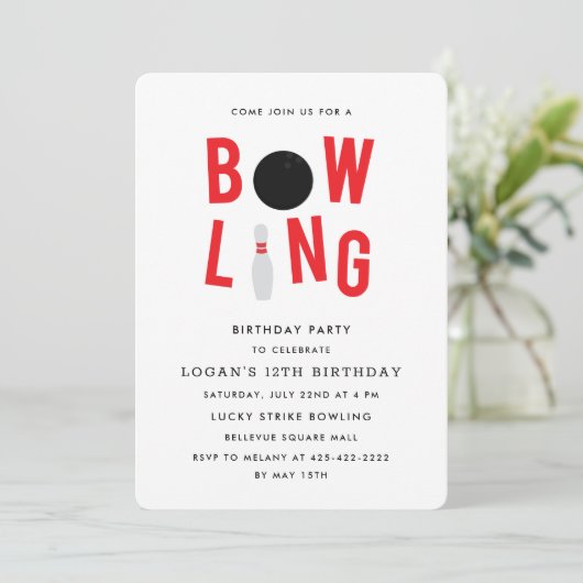 Invitation Bowling Fun Fun Fête d'anniversaire de l'enfant In (Debout devant)