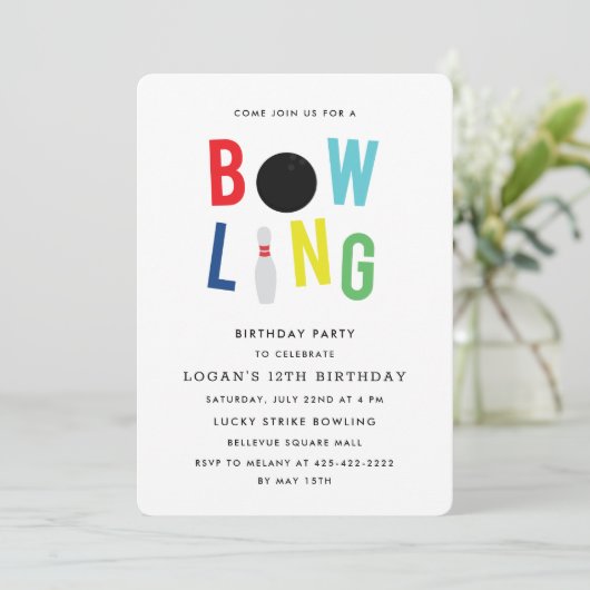 Invitation Bowling Fun Fun Fête d'anniversaire de l'enfant In (Debout devant)