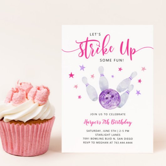 Invitation Bowling Girl Anniversaire | Frapper Un Peu Amusant
