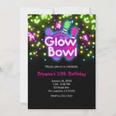 Invitation Bowling Glow Bowl Étoiles Néon Fête d'anniversaire (Devant)