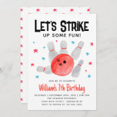Invitation Bowling Grève Un Anniversaire de enfant Amusant (Devant / Derrière)