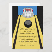 Invitation Bowling Lane, Pins, Ball, Fête (Devant / Derrière)