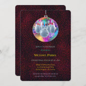 Invitation Bowling Neon Disco Ball Parties scintillant Annive (Devant / Derrière)