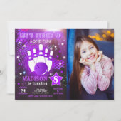 Invitation Bowling Neon Glow Fille Photo Anniversa (Devant)
