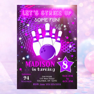 Invitation Bowling Néon Lumineux Fille Bowling Ann