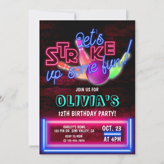 Invitation Bowling Party, Cosmic Bowling, Bowling (Devant)