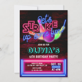 Invitation Bowling Party, Cosmic Bowling, Bowling