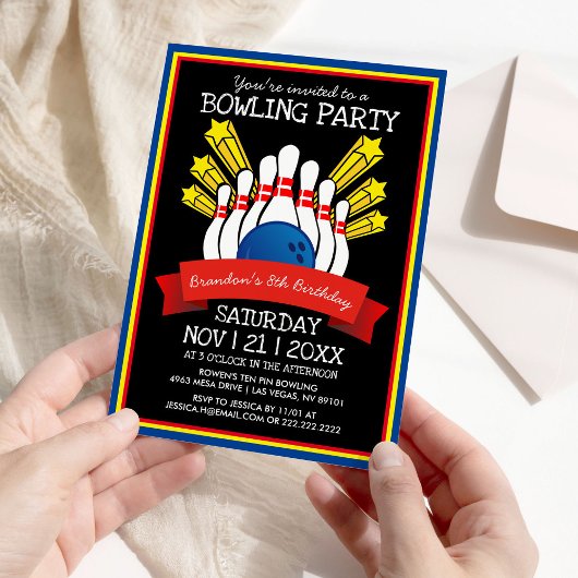 Invitation Bowling Party | Enfants Anniversaire coloré