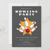 Invitation Bowling Party Grey Boys Anniversaire Fête Invitati (Devant)