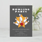 Invitation Bowling Party Grey Boys Anniversaire Fête Invitati (Debout devant)