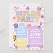 Invitation Bowling Party Preppy Varsity Patch Anniversaire fê (Devant)
