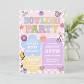 Invitation Bowling Party Preppy Varsity Patch Anniversaire fê (Debout devant)