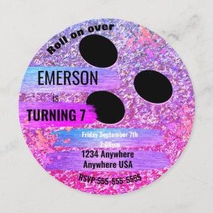 Invitation Bowling pourpre de BOULE de BOWLING de parties