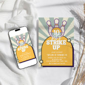 Invitation Bowling Retro Anniversaire de enfant Party