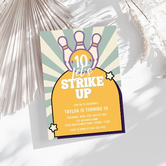 Invitation Bowling Retro Anniversaire de enfant Party