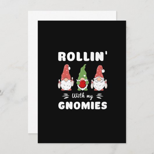 Invitation Bowling Rollin' Avec Mes Gnomies Funny Gnome Premi (Devant / Derrière)