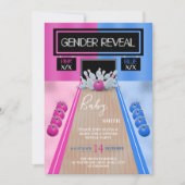 Invitation Bowling Sport Bleu et Rose Genre Revevela Party (Devant)