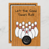 Invitation Bowling Thème Anniversaire Fête (Devant / Derrière)