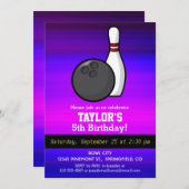 Invitation Bowling; Violet bleu vif et Magenta (Devant / Derrière)