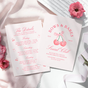Invitation Bows & Babes Coquette Cerises Enterrement de Vie d