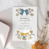 Invitation Bows & Blossoms Blue Yellow Coquette Mariage